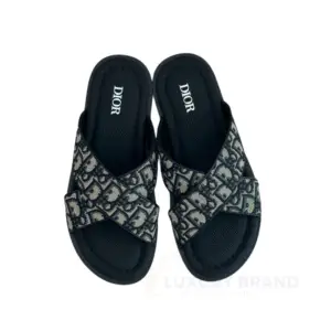 DIOR Black Oblique Jacquard Sandals for Women