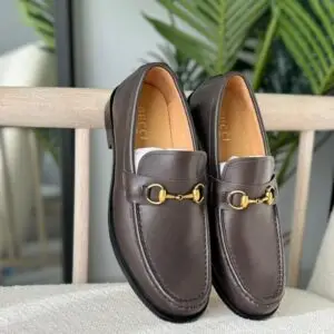 GUCCI Cocoa Brown Leather Loafers
