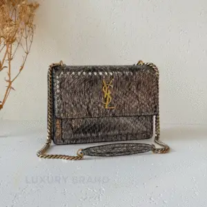 YSL Laurent Gold Snake Embossed Bag