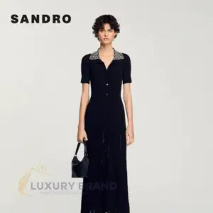 SANDRO Stud-Embellished Knit Maxi Dress