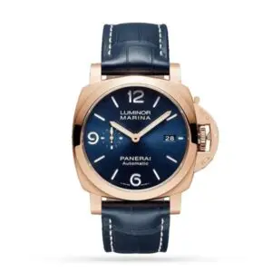 Replica Panerai Luminor Men Automatic Blue Alligator Watch PAM01112
