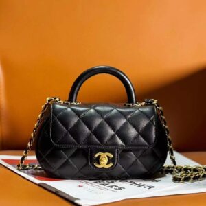 Design Calfskin Strass Quilted Extra Mini Coco Handle Flap Dark - Dubai Fashion LUX