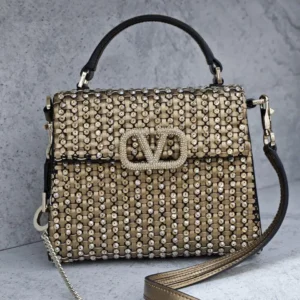 Design Design MINI VSLING HANDBAG IN WOVEN METALLIC NAPPA LEATHER
