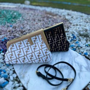 Design First Midi Brown FF jacquard fabric bag - Dubai Fashion LUX