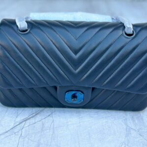 Design Lambskin Chevron Quilted Medium Double Flap Dark - Dubai Fashion LUX