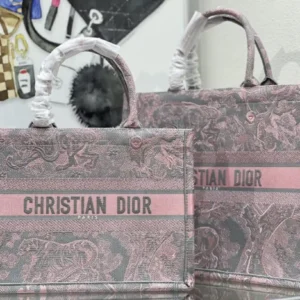 Design Medium Book Tote Blue and Ecru Toile de Jouy Reverse Embroidery for women - Dubai Fashion LUX