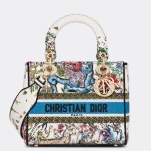 Design MEDIUM LADY D-LITE BAG D-Constellation embroidery in latte/multicolor - Dubai Fashion LUX