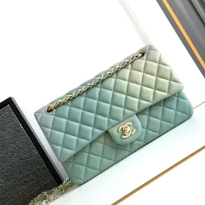 Design Mint Green Quilted Caviar Leather Medium Classic Double Flap Bag - Dubai Fashion LUX