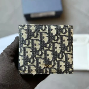 Design Oblique Bill Clip Wallet Beige Black - Dubai Fashion LUX