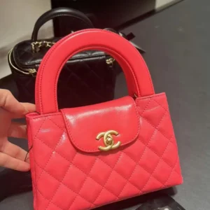 Design Small Kelly Shopper Dark Pink Shiny Aged Calfskin Brushed Gold Hardware - Dubai Fashion LUX