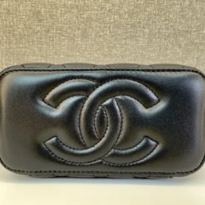 Design Top Handle Quilted Mini Vanity Rectangular Black Lambskin - Dubai Fashion LUX